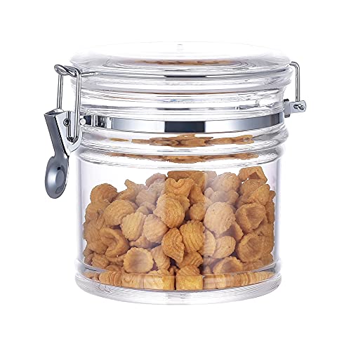 IVOOBR 35 oz Reinforced Small Acrylic Canister with Locking Clamp, Airtight Flip Jar | Food Storage Container for Flour, Sugar, Coffee, Candy, Cookie etc - Image 1