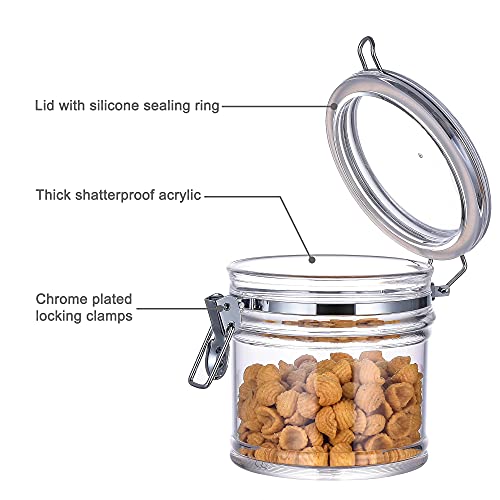 IVOOBR 35 oz Reinforced Small Acrylic Canister with Locking Clamp, Airtight Flip Jar | Food Storage Container for Flour, Sugar, Coffee, Candy, Cookie etc - Image 2