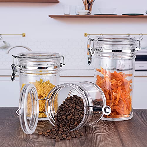 IVOOBR 35 oz Reinforced Small Acrylic Canister with Locking Clamp, Airtight Flip Jar | Food Storage Container for Flour, Sugar, Coffee, Candy, Cookie etc - Image 5