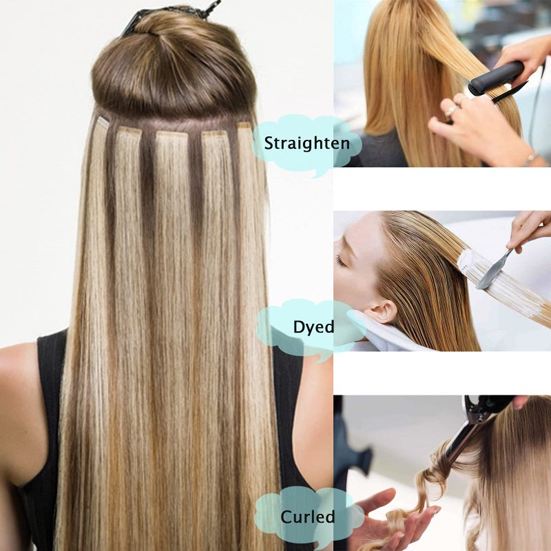 Yotty Seamless Tape in Human Hair Extensions Invisible Skin Wefts Brazilian Remy Human Hair Balayage Ombre Colors 16-24inch20pieces (Silver Gray, 16inch30gram) - Image 4