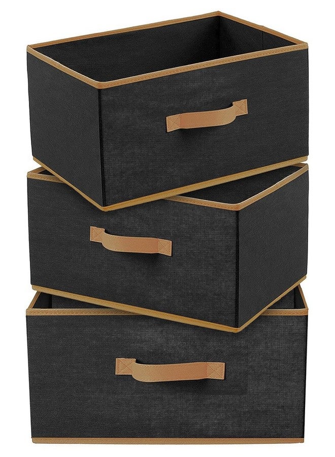 Kuber Industries (Set of 3) Foldable Organisers Storage Box for Clothes | Dress Organizer & Cubbies Storage Cubes for Innerwear | Undergarments | Socks | Jeans | Books Arranging Utility Box (Black) - Image 1