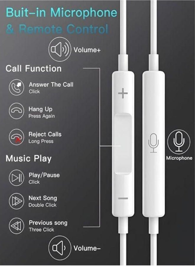 Wired In-Ear Earphones for Apple iPhone White  - Image 5