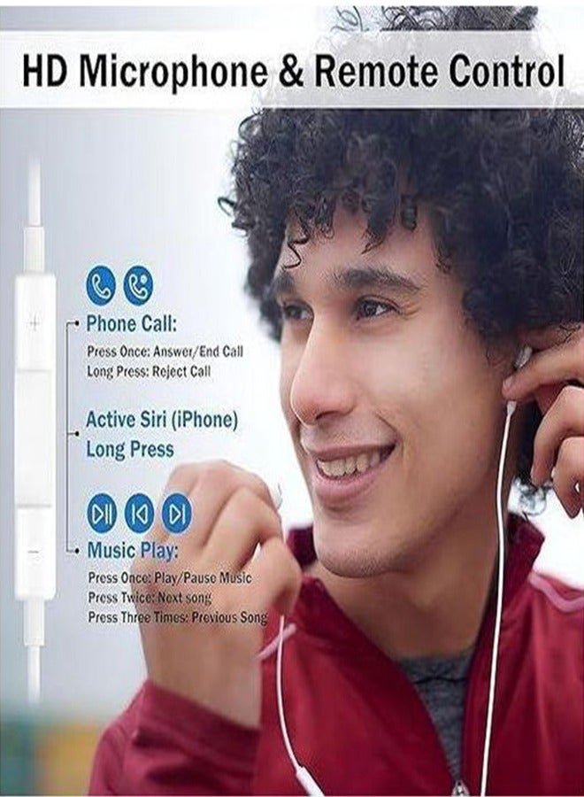 Wired In-Ear Earphones for Apple iPhone White  - Image 3