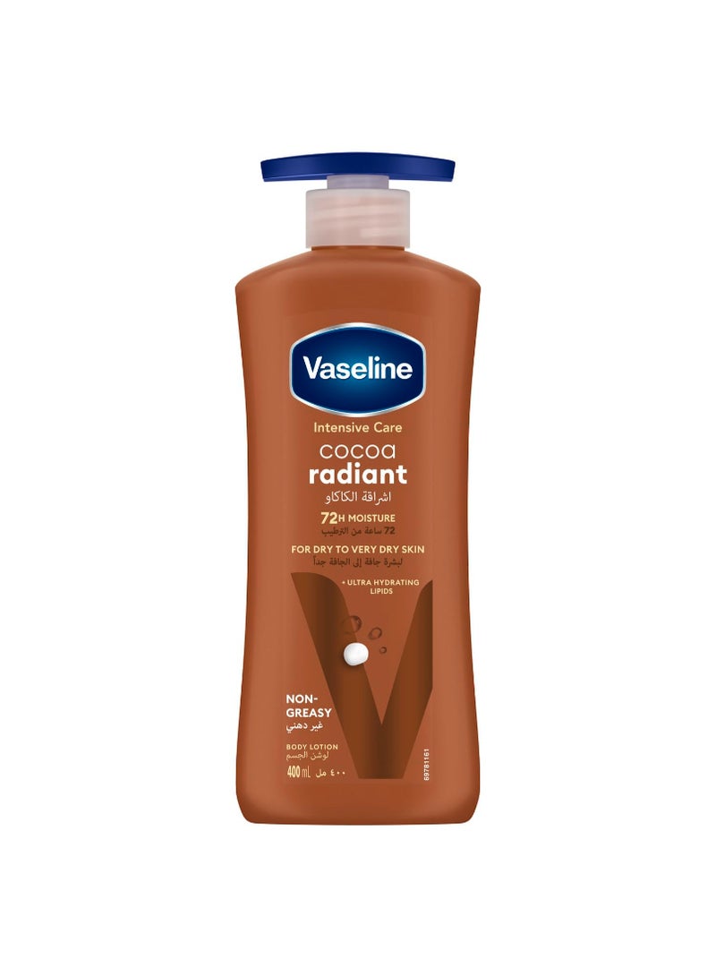 Vaseline Cocoa Radiant Body Lotion 72H Moisture for Very Dry Skin Non-Greasy Formula 400ml - Image 1