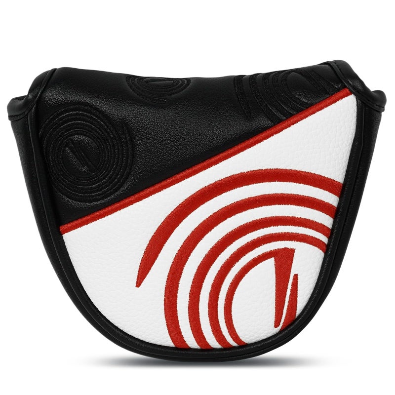 2thpart Golf Putter Cover Mallet Magnetic Closure Black/Red Swirl Heel-Shaft Putter Headcover - Image 1