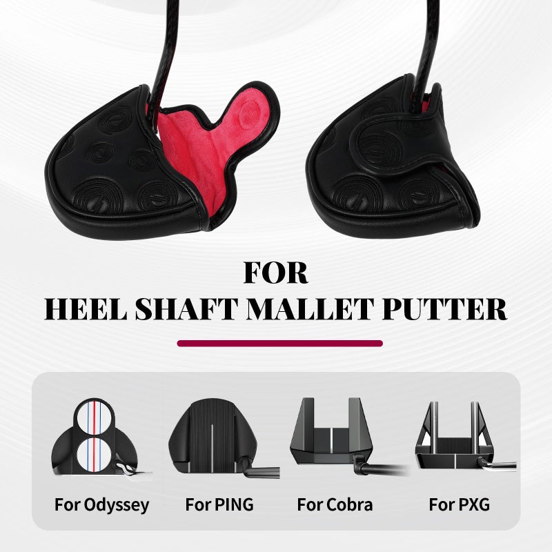2thpart Golf Putter Cover Mallet Magnetic Closure Black/Red Swirl Heel-Shaft Putter Headcover - Image 4