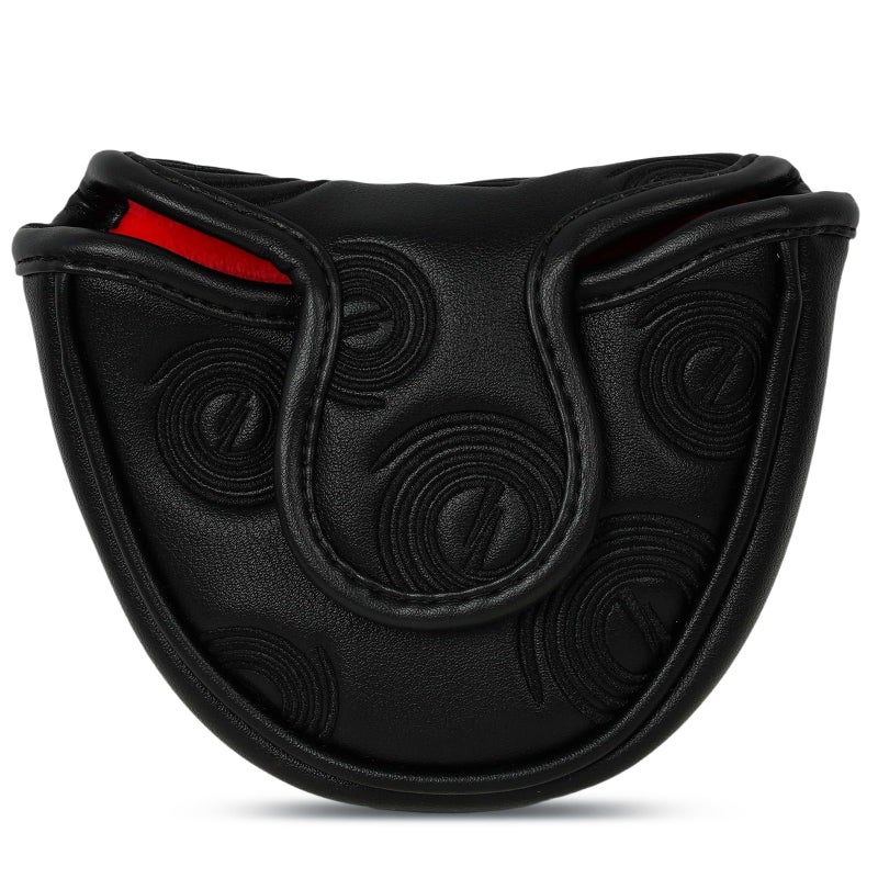 2thpart Golf Putter Cover Mallet Magnetic Closure Black/Red Swirl Heel-Shaft Putter Headcover - Image 2