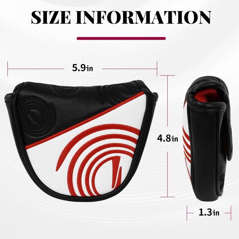 2thpart Golf Putter Cover Mallet Magnetic Closure Black/Red Swirl Heel-Shaft Putter Headcover - Image 3