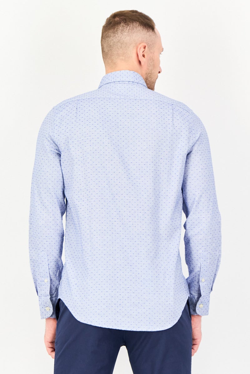 Chaps Men Regular Fit Textured Long Sleeve Casual Shirt, Multicolor - Image 3