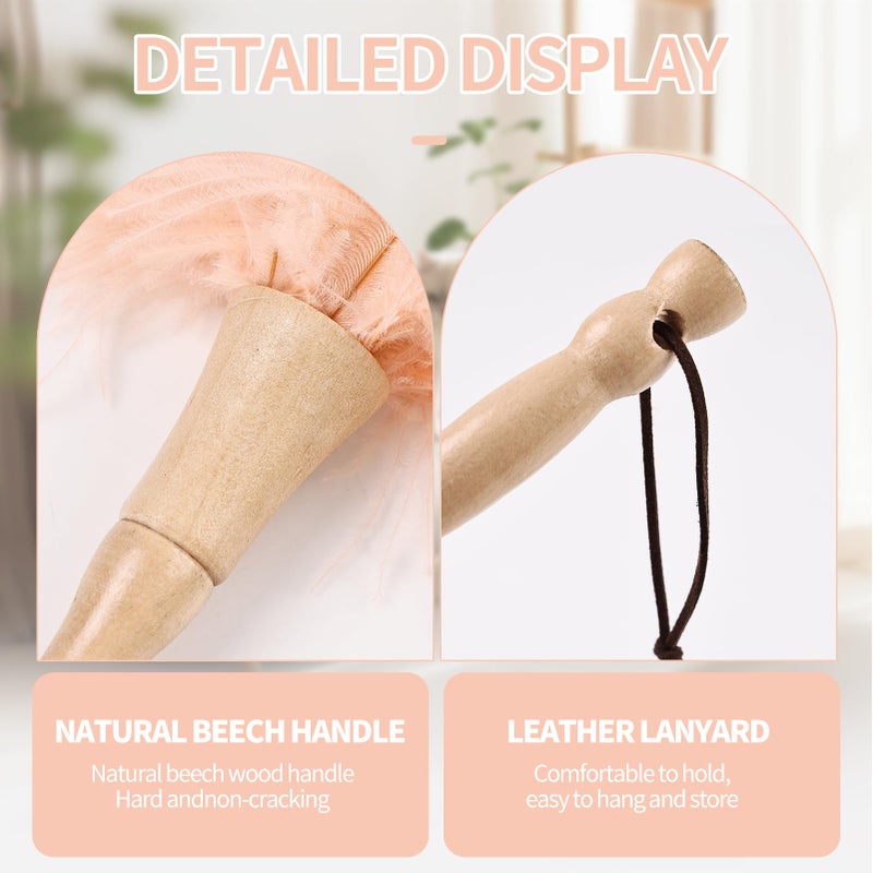 MehelloFeather Ostrich Feather Duster 12 Inch Handheld Duster Supplies, Wooden Handle Feather Duster for Cleaning Keyboard Home Car Office (Champagne) - Image 4