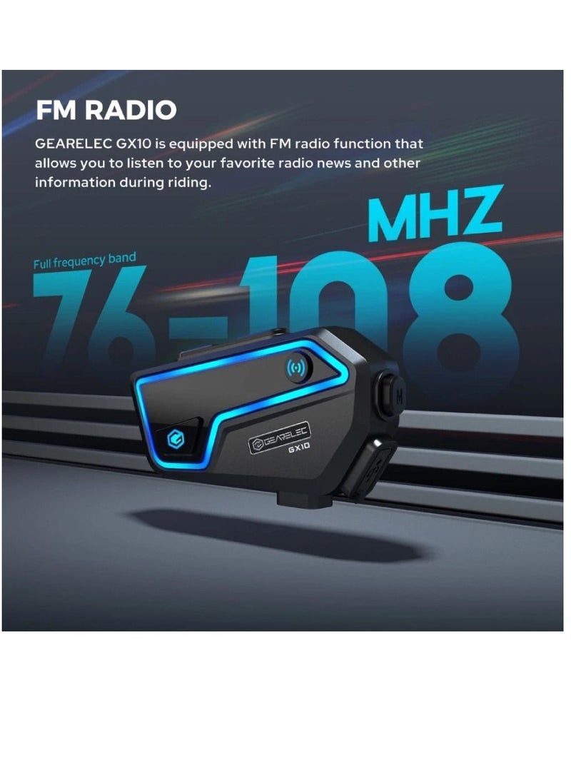 AROAQ Bluetooth Motorcycle Helmet Headset GX10 10 Riders BT Intercom with FM Radio and Speaker 3Pcs - Image 5