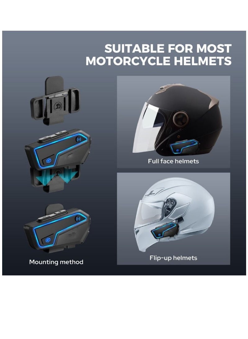 AROAQ Bluetooth Motorcycle Helmet Headset GX10 10 Riders BT Intercom with FM Radio and Speaker 3Pcs - Image 2