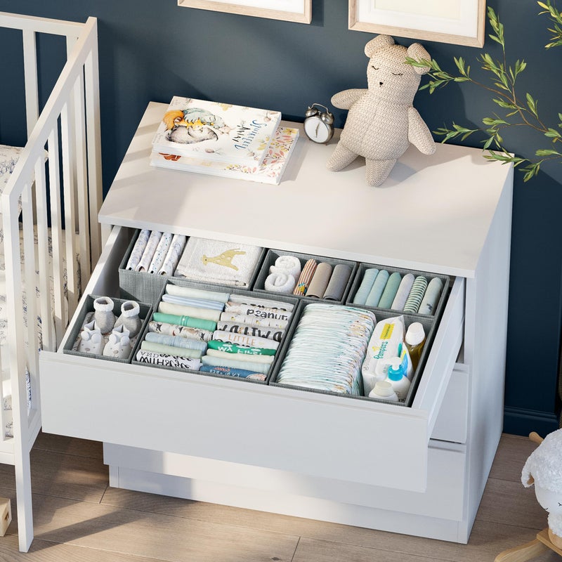 NEATERIZE Drawer Organizer Clothes Set of 12 Grey - Dresser Organizer For Nursery, Bedroom, Closet - The Perfect Baby Clothes Organizer and Storage & General Nursery Organization or Dresser Drawer Organizers - Image 4