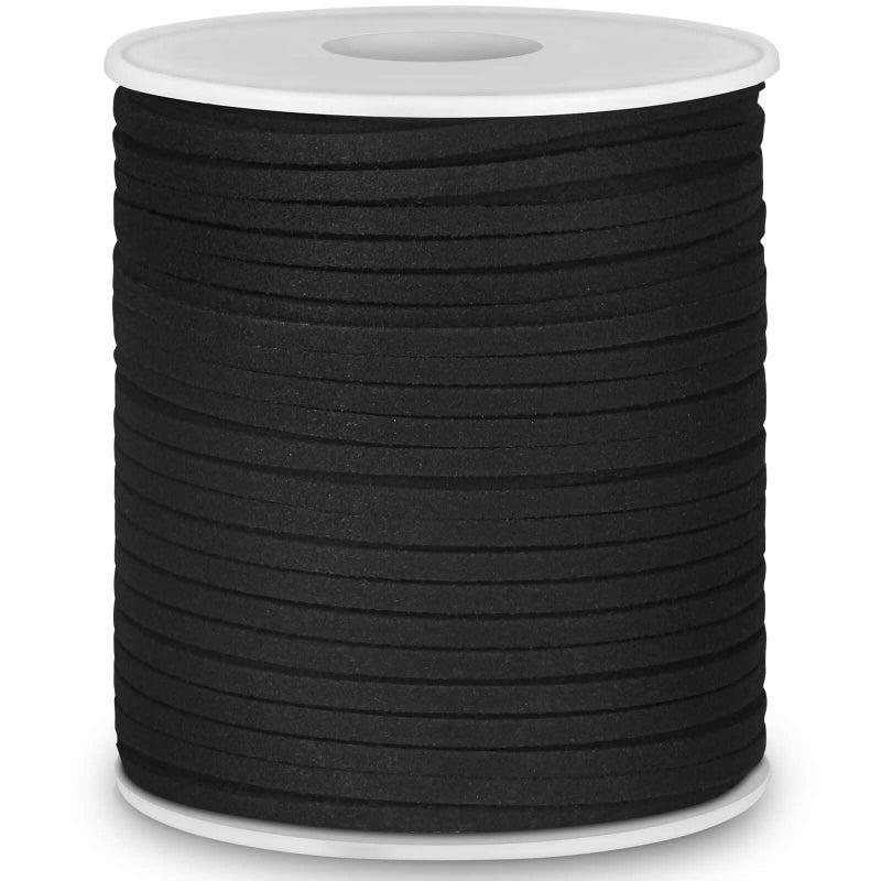 anezus Leather String, Flat Suede Cord Faux Leather Cord Thin Leather Lace for Bracelets, Necklaces, Jewelry Making and Art Crafts (2.7 MM Black) - Image 2