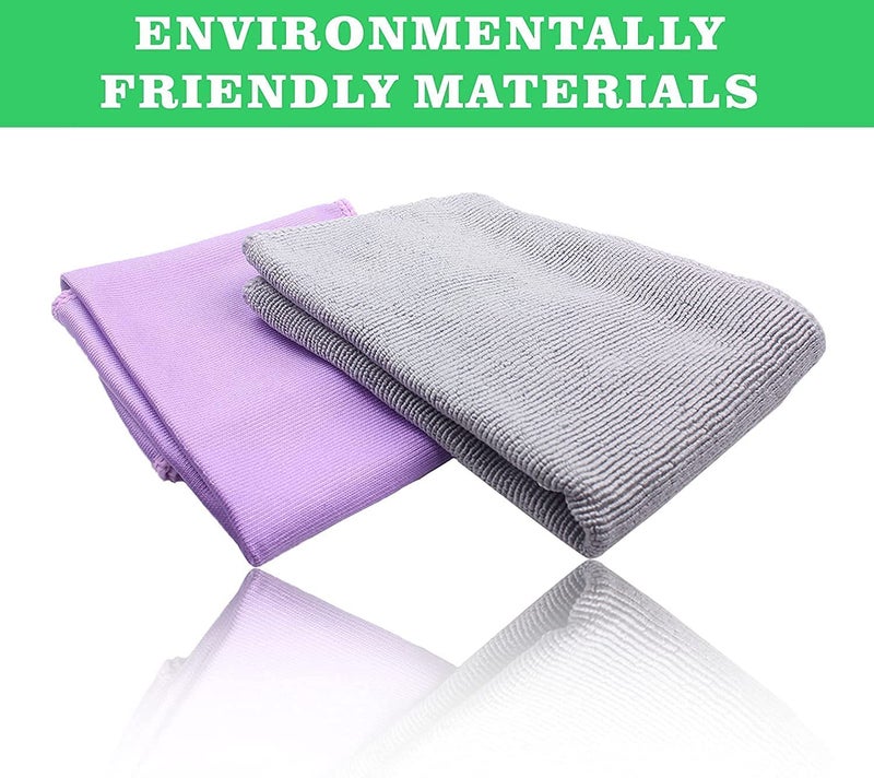 Longmann NÎ˜rwex Basic Package Window Cleaning Cloth and EnviroCloth Glass Cloth, Cleaning Cloth, Streaks Schatches Free, Just Add Water (Purple 1 Pack, Grey 1 Pack) - Image 2