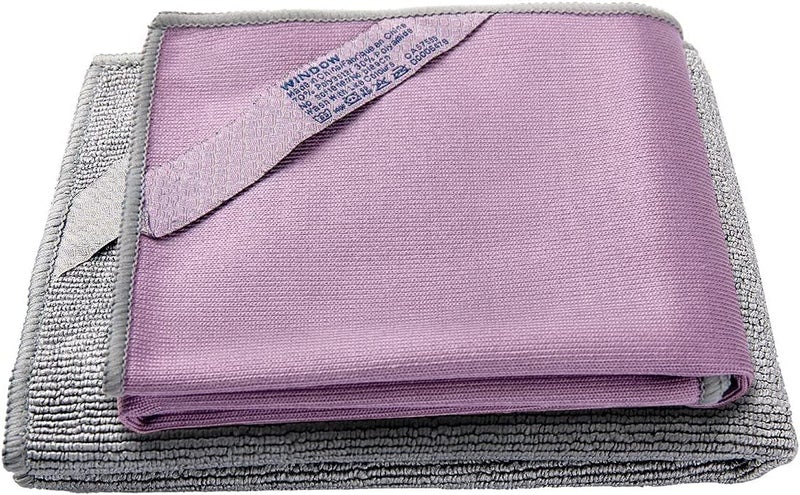 Longmann NÎ˜rwex Basic Package Window Cleaning Cloth and EnviroCloth Glass Cloth, Cleaning Cloth, Streaks Schatches Free, Just Add Water (Purple 1 Pack, Grey 1 Pack) - Image 1