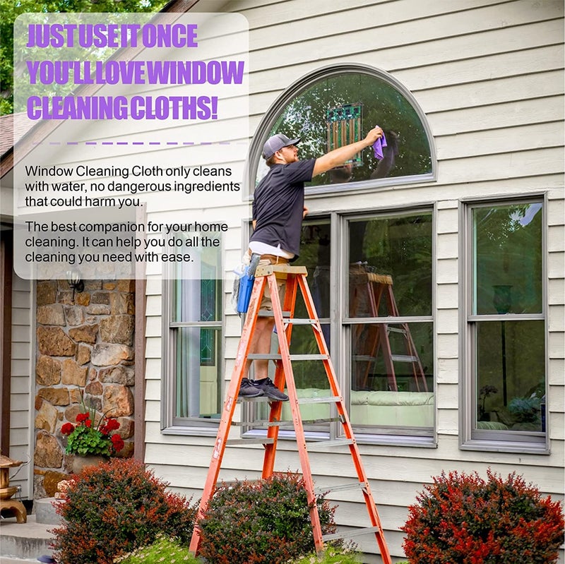 Longmann NÎ˜rwex Basic Package Window Cleaning Cloth and EnviroCloth Glass Cloth, Cleaning Cloth, Streaks Schatches Free, Just Add Water (Purple 1 Pack, Grey 1 Pack) - Image 5