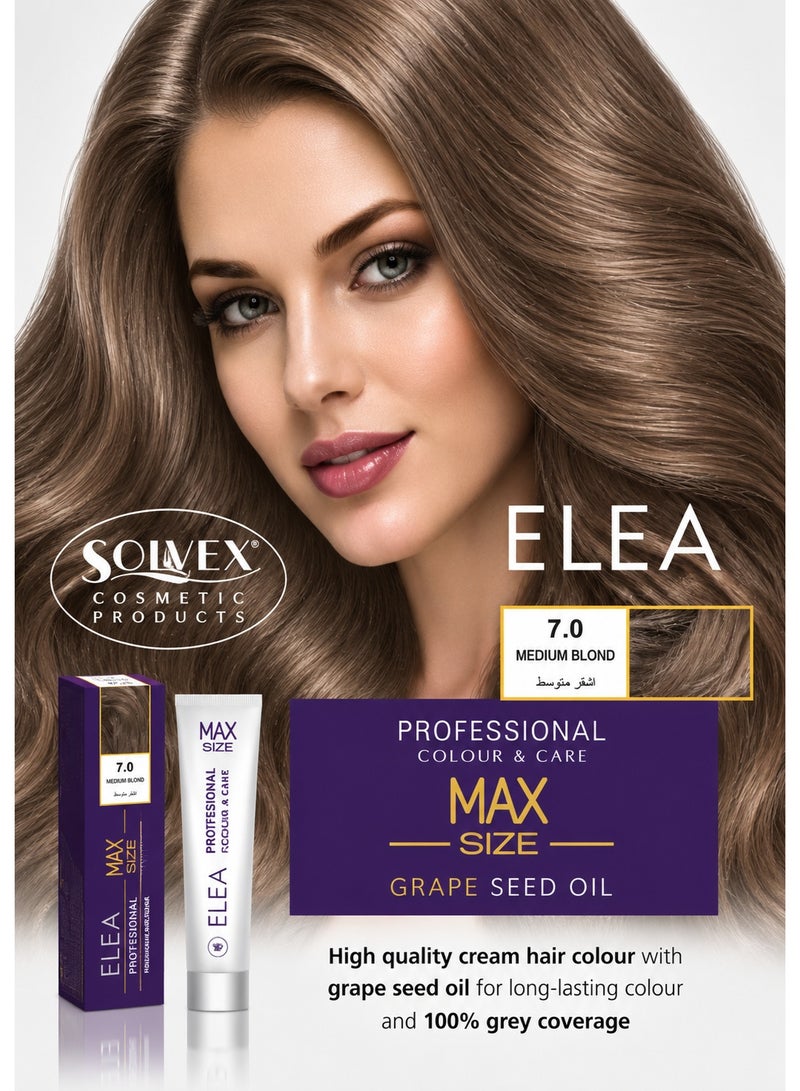 ELEA Professional Colour & Care MAX SIZE Permanent Hair Color Cream - 7.0 Medium Blond, 100 ml - Image 1