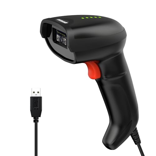 Symcode USB Barcode Scanner Handheld Wired Automatic Bar Code Scanner with Long USB Cable for Mobile Payment, Convenience Store, Supermarket, Warehouse - Image 1