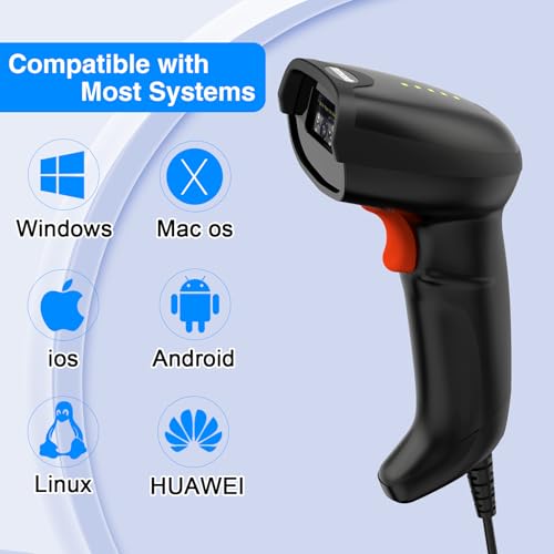 Symcode USB Barcode Scanner Handheld Wired Automatic Bar Code Scanner with Long USB Cable for Mobile Payment, Convenience Store, Supermarket, Warehouse - Image 3