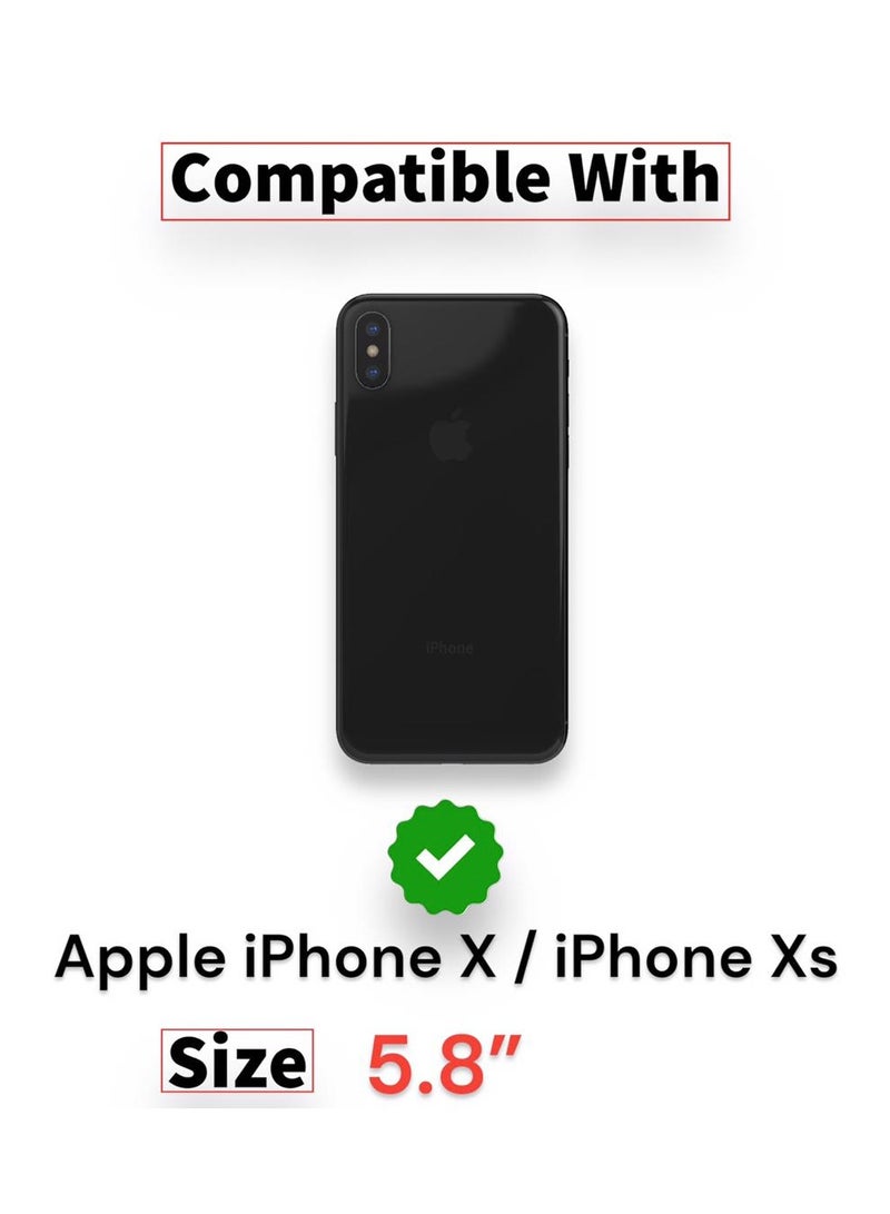 For Apple iPhone X/Xs Flip Full Leather Wallet Card Slot Case wiith Kickstand , with Strap Magnetic Closure , Included Internal Tpu Silicone Case, High Protective Apple iPhone X/Xs (5.8") (Black)  - Image 4