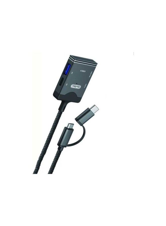 Go-Des 5-in-1 Multi-Function OTG Adapter Card Reader with USB-C & Micro USB, SD/TF Card Reader, USB Port for Smartphone, Tablet & PC - Image 2