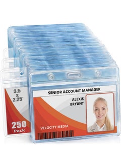 MIFFLIN -Usa Horizontal Id Name Badge Holder (Clear, 3.5X2.25 Inches, 250 Pack), Waterproof And Resealable Plastic Card Holders  - Image 1