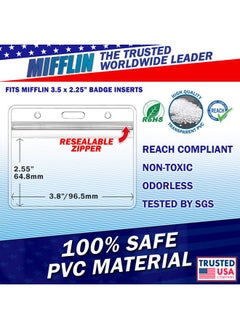 MIFFLIN -Usa Horizontal Id Name Badge Holder (Clear, 3.5X2.25 Inches, 250 Pack), Waterproof And Resealable Plastic Card Holders  - Image 5