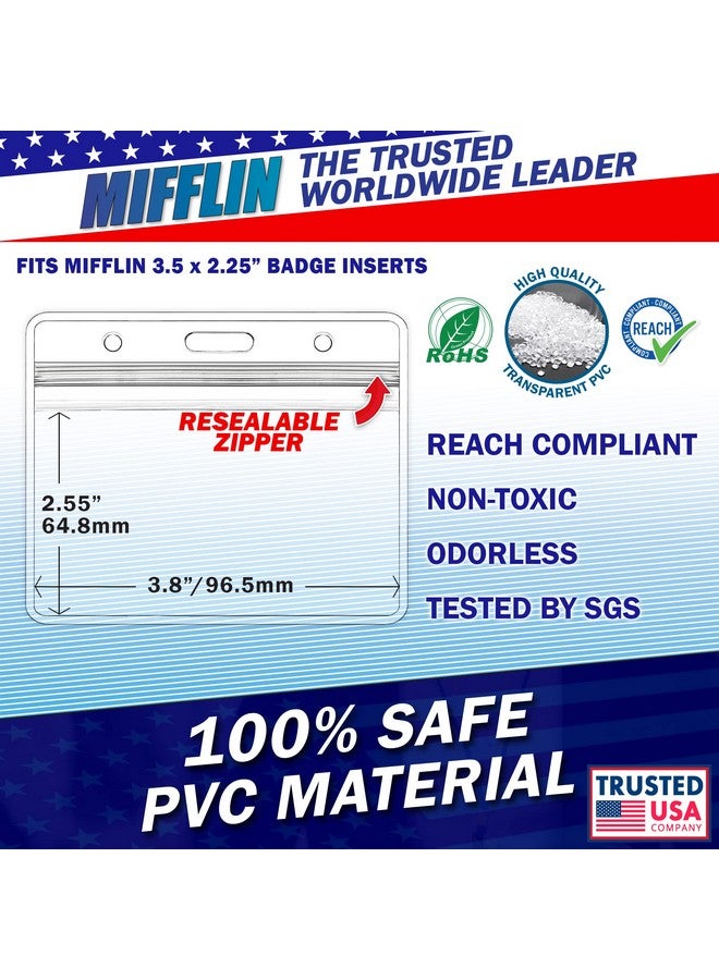 MIFFLIN -Usa Horizontal Id Name Badge Holder (Clear, 3.5X2.25 Inches, 250 Pack), Waterproof And Resealable Plastic Card Holders - Image 5