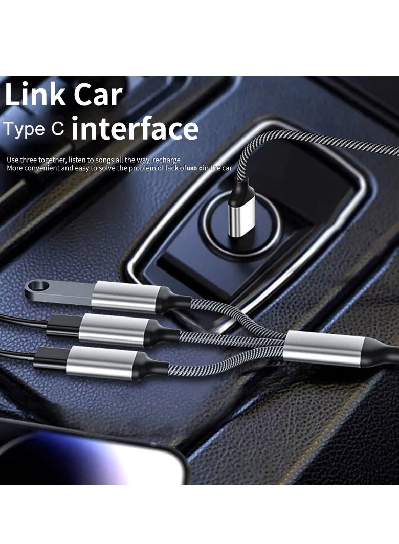 ارواق محور منفذ USB C متعدد المحاور، محول USB C ذكر محمول إلى ثلاثة محول USB C أنثى، كابل موصل تمديد محول سهل الحمل للشحن ونقل البيانات، (أسود) - Image 4