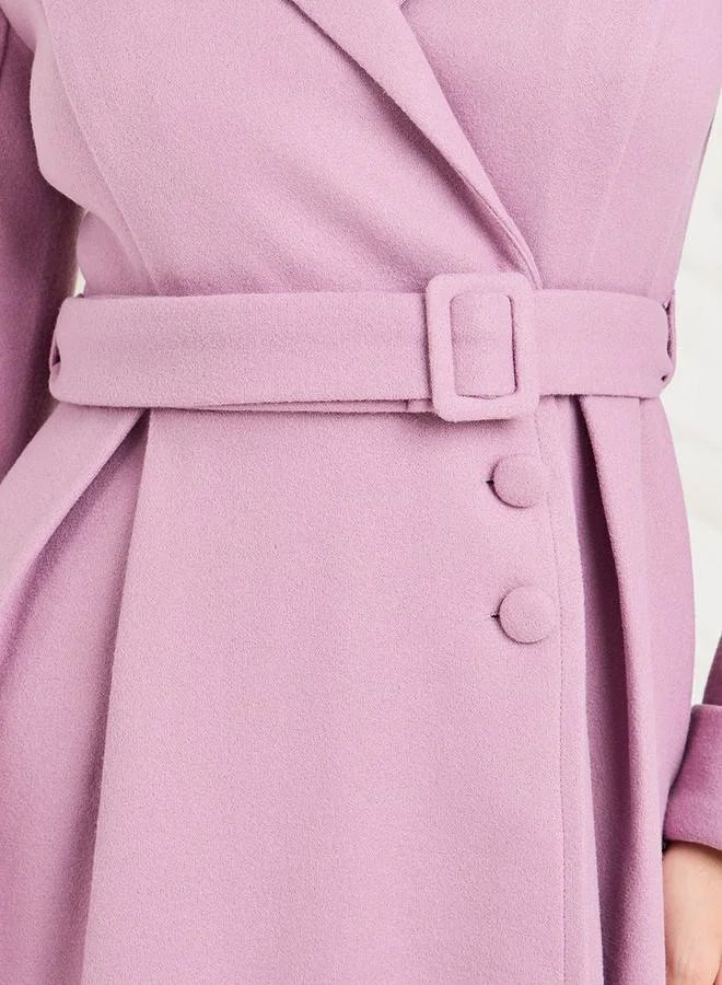ستايلي Belted Wool Like Wrap Blazer Winter Midi Dress
