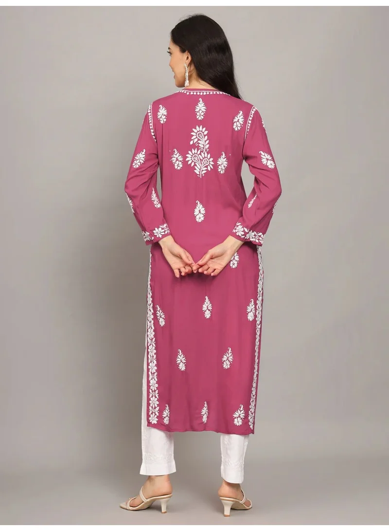 Alaya Women Chikankari Hand Embroidered Modal Kurta -AL4042