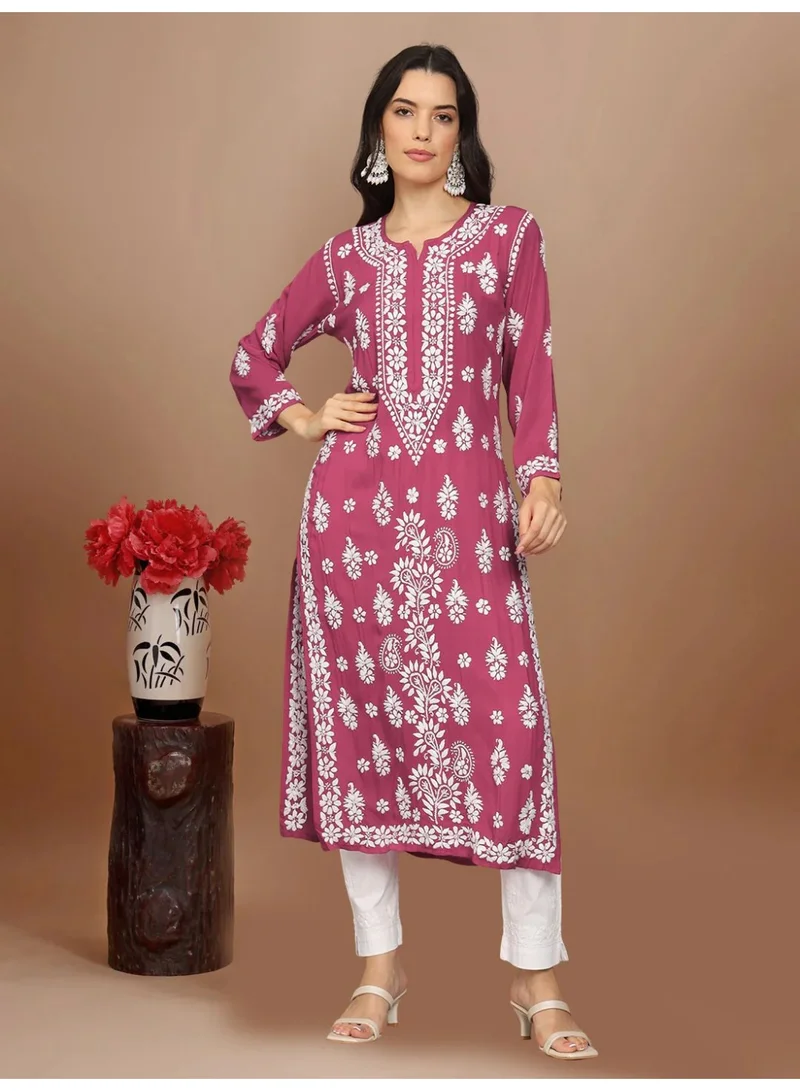 Alaya Women Chikankari Hand Embroidered Modal Kurta -AL4042