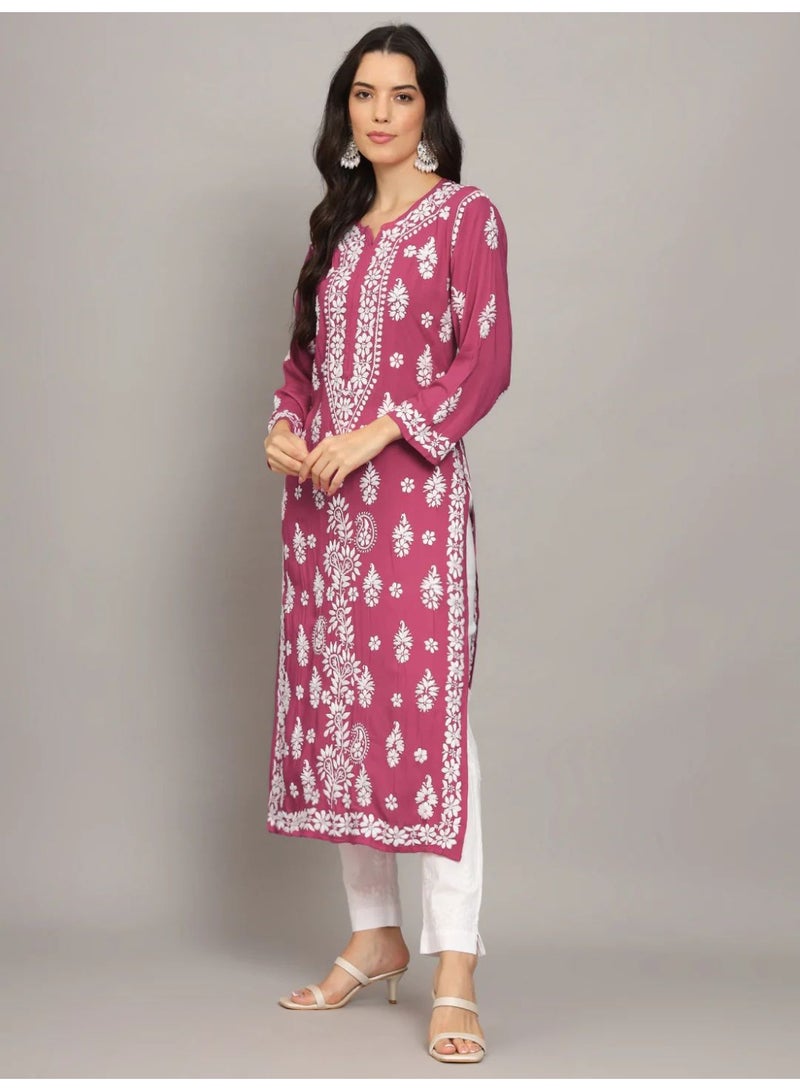 Alaya Women Chikankari Hand Embroidered Modal Kurta -AL4042 - Image 4