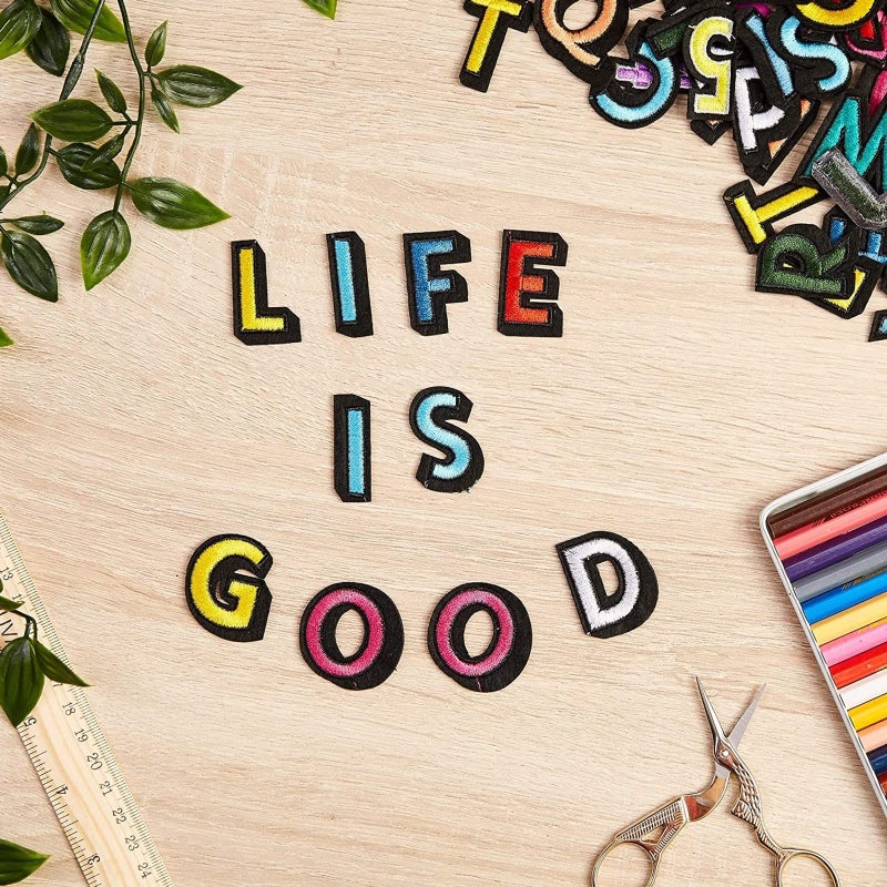 Bright Creations Iron On Letters & Patches - 104 Pieces, 1.4 x 1 in, Multicolor Embroidered - Letter Iron On Patches for Clothing & Backpacks - Image 4