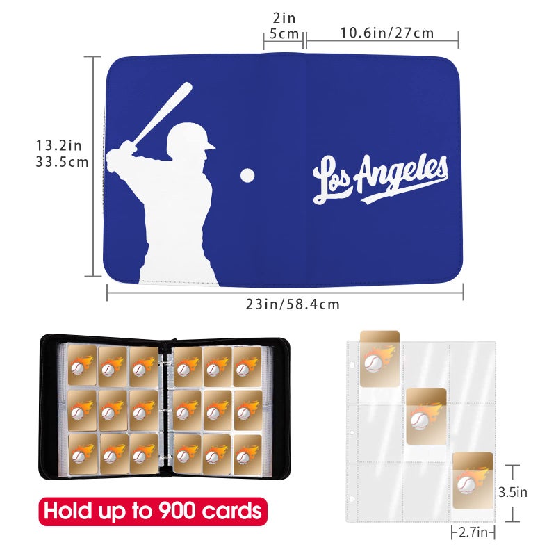 KivolFun Baseball Card Binder with Sleeves 900 Pocket  Los Angeles Baseball Card Holder for Trading Cards Baseball Collector Album Sports Card 3 Ring Binder Storage Book Folder Organizer for Kids Gift  - Image 3