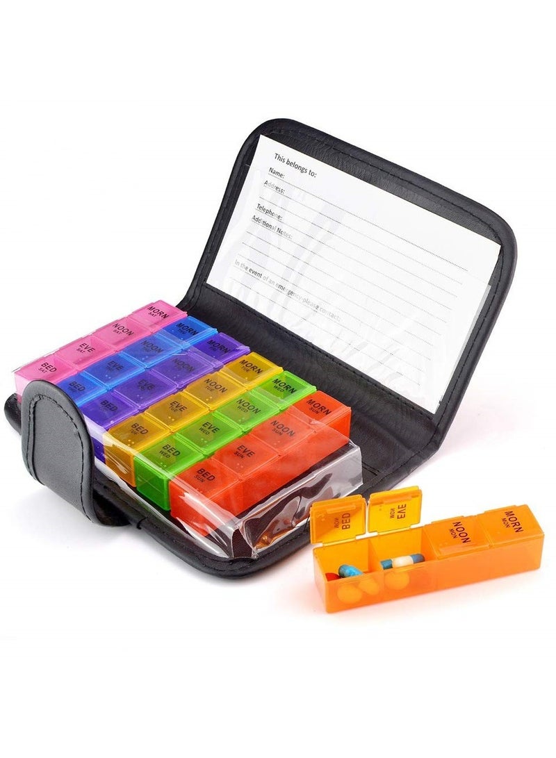 general 7 Days 4 Times A Day Weekly Pill Organizer Box with Bag Food Grade Safe Travel - Acnoria Care - Image 1