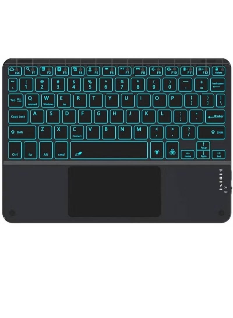 Wireless Bluetooth Keyboard with Touchpad, 7 Colors Backlit Keyboard With Trackpad,Ultra-Slim 10 Inch Universal Rechargeable Keyboard For iOS/Android/Windows/Mac/Microsoft/Samsung Device - Image 1