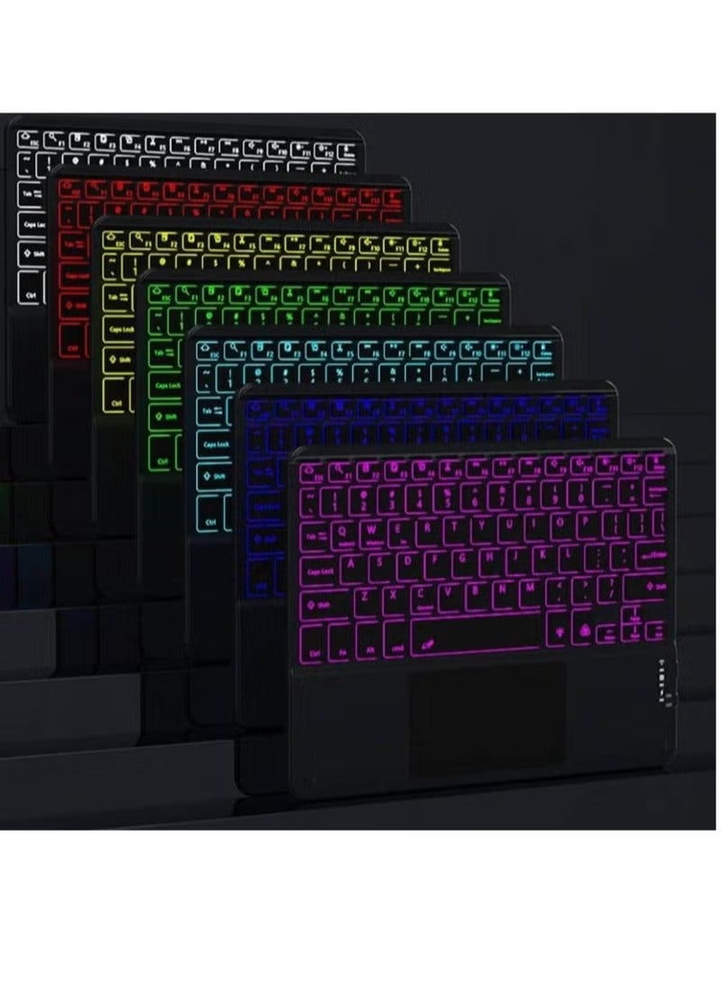 Wireless Bluetooth Keyboard with Touchpad, 7 Colors Backlit Keyboard With Trackpad,Ultra-Slim 10 Inch Universal Rechargeable Keyboard For iOS/Android/Windows/Mac/Microsoft/Samsung Device - Image 3