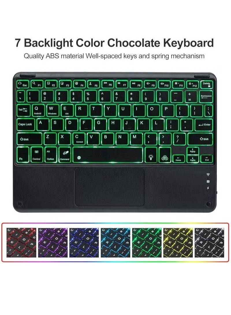 Wireless Bluetooth Keyboard with Touchpad, 7 Colors Backlit Keyboard With Trackpad,Ultra-Slim 10 Inch Universal Rechargeable Keyboard For iOS/Android/Windows/Mac/Microsoft/Samsung Device - Image 4