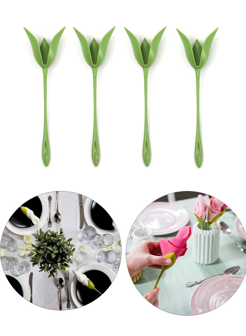 4 Pcs Bloom Napkins Holders, Serviette Holders Twist Flower Buds Stemmed Napkin Holders for Table Arrangements  - Image 1
