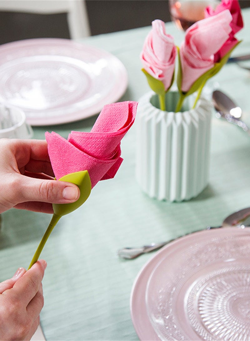 4 Pcs Bloom Napkins Holders, Serviette Holders Twist Flower Buds Stemmed Napkin Holders for Table Arrangements  - Image 3
