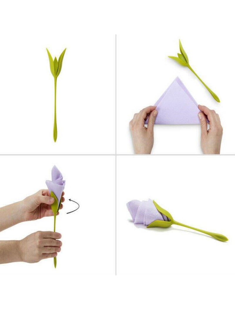 4 Pcs Bloom Napkins Holders, Serviette Holders Twist Flower Buds Stemmed Napkin Holders for Table Arrangements  - Image 5