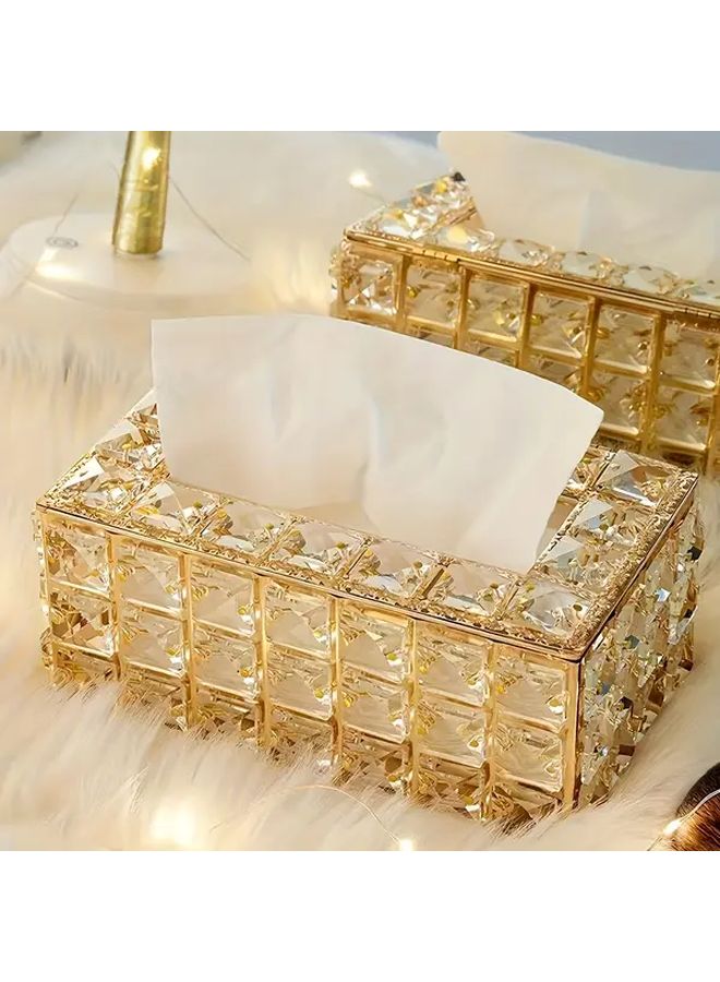 Silvery Rectangular Tissue Box Cover Decorative Glass Napkin Holder For Home Office - Image 2