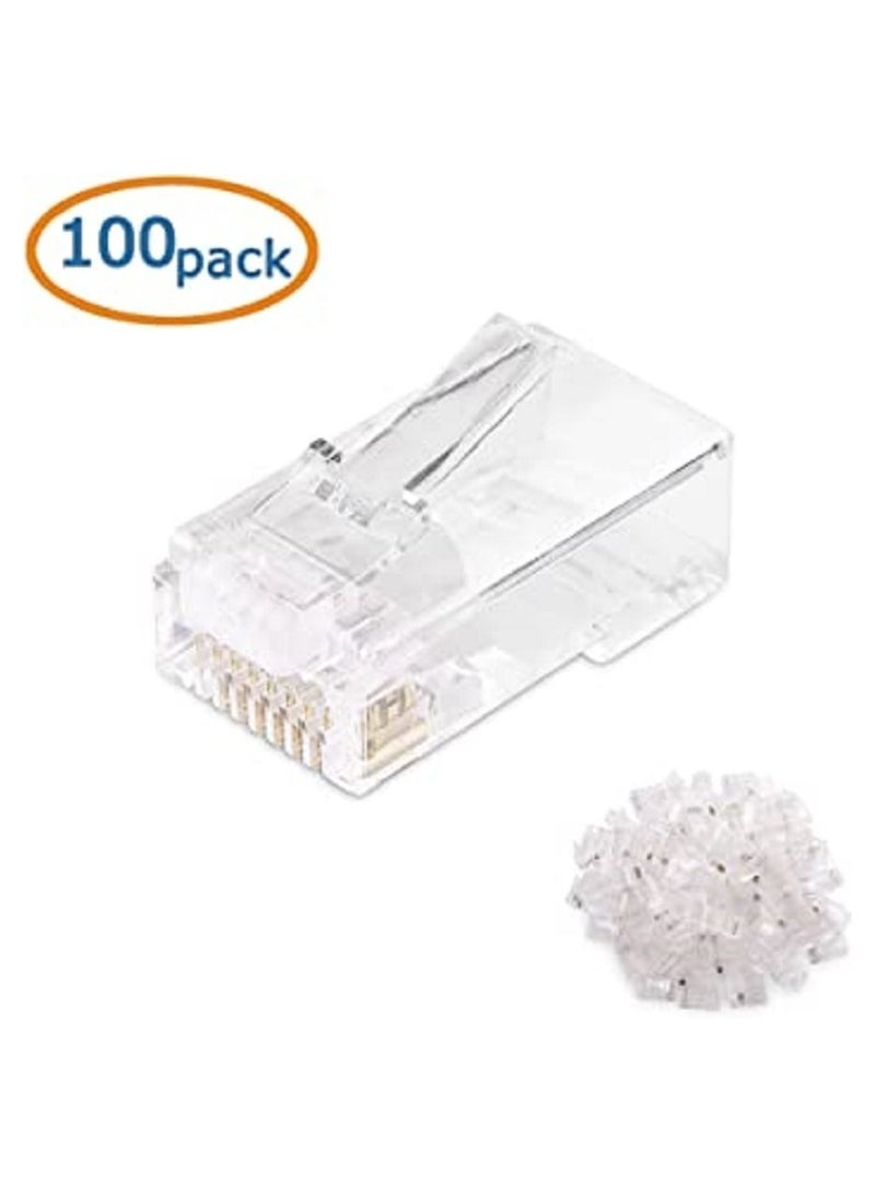RJ45 Cat6 Pass Through Connectors Modular Plugs for Solid or Stranded UTP Cable (100 pcs pack) - Image 1