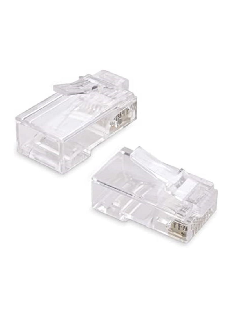 RJ45 Cat6 Pass Through Connectors Modular Plugs for Solid or Stranded UTP Cable (100 pcs pack) - Image 5