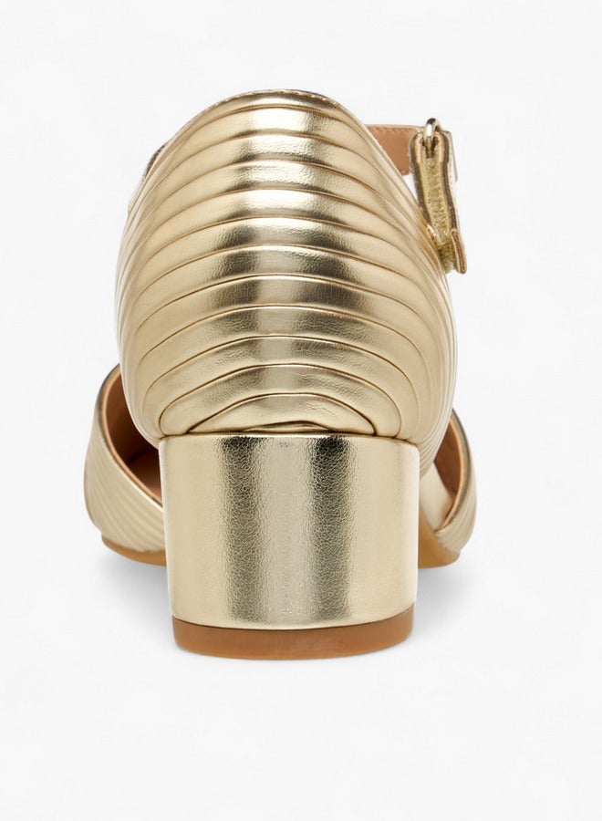 Celeste Girls' Metallic Block Heels Shoes with Hook and Loop Closure - Image 5