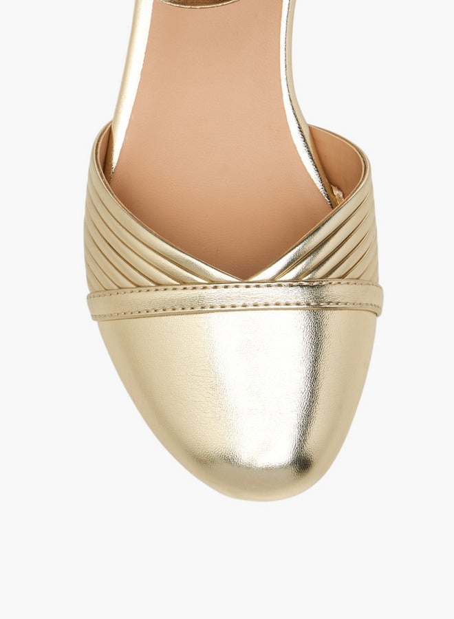 Celeste Girls' Metallic Block Heels Shoes with Hook and Loop Closure - Image 4