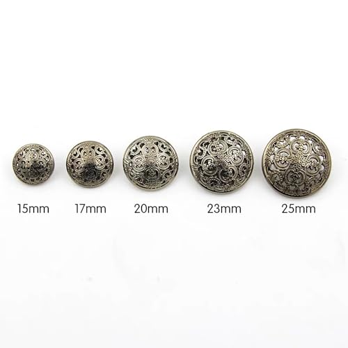 vingol 5 Pcs Hollow Metal Button Black Sliver Gold Buttons Round Decorative Button for Clothes Sewing Accessories (Antique Gold, 28mm) - Image 5