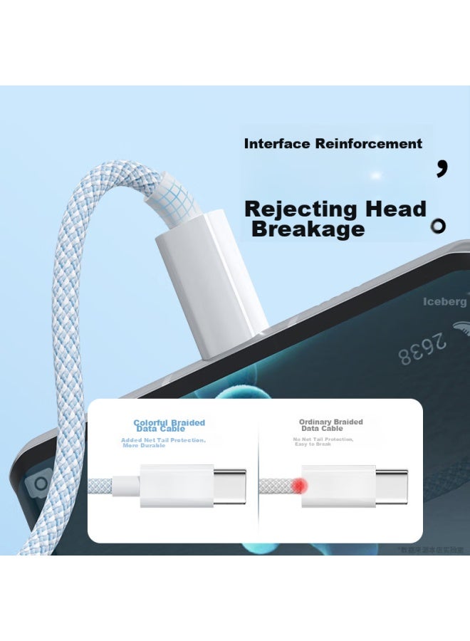 CAN كابل بيانات Type-c من فيت، شحن سريع 100 واط، كابل شحن 6 أمبير، مناسب لسلسلة هواتف هواوي نوفا، شاومي، فيفو، هونر، أوبو، كابل مضفر ممتد Type-c بطول 1 متر باللون الأزرق - Image 5